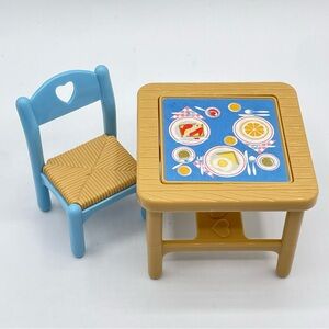 Fisher Price Dollhouse Furniture Kitchen Table Chair Flip Vintage Loving Family